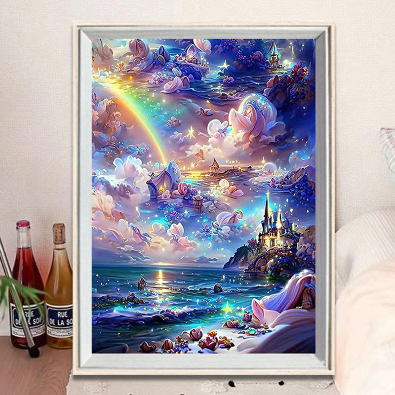 新款星空瀑布治愈系带框钻石画diy满钻手工贴画卧室装饰送人礼物,淘宝优惠券,粉丝福利购,淘宝优惠卷