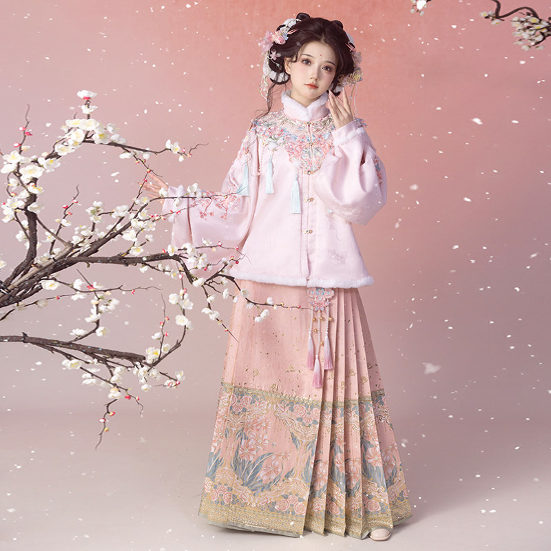 光宿【岁岁】汉服女明制比甲琵琶袖马面裙套装刺绣拜年服冬季加绒,淘宝优惠券,粉丝福利购,淘宝优惠卷