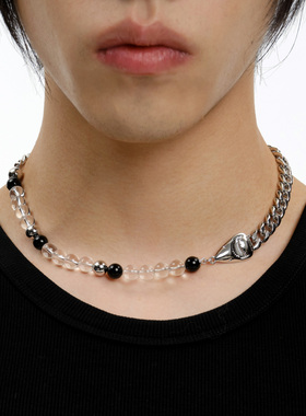 YURITAN潮款水晶黑玛瑙古巴链