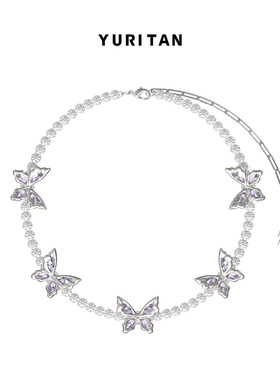 YURITAN镶钻蝴蝶元素项链