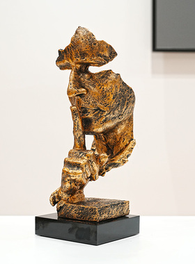 创意沉默是金抽象雕塑北欧简约现代摆件复古办公室客厅橱柜艺术品