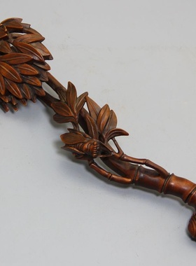 古玩杂项收藏木质工艺品黄杨木调课知了做旧杂件家居摆件