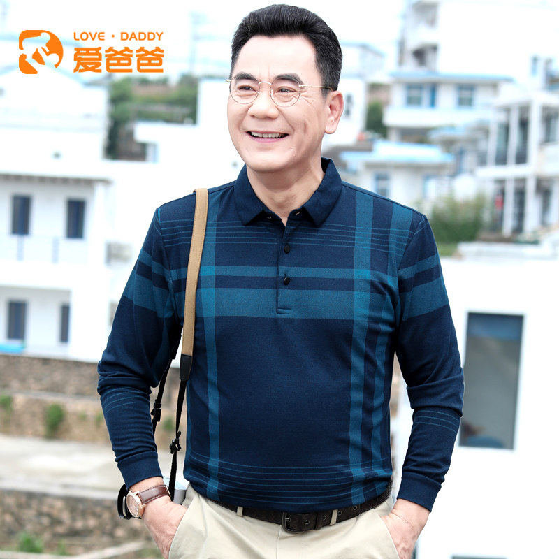 爱爸爸中老年男士长袖40-50岁t恤 爱爸爸T恤