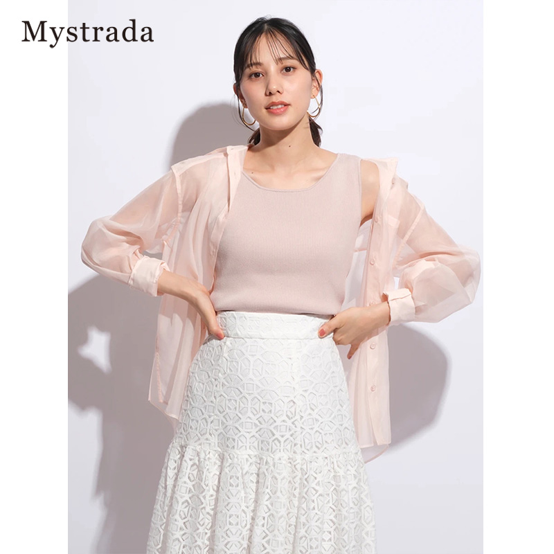 Mystrada2023新品无袖背心薄衬衫两件套上衣33259010 - 图1