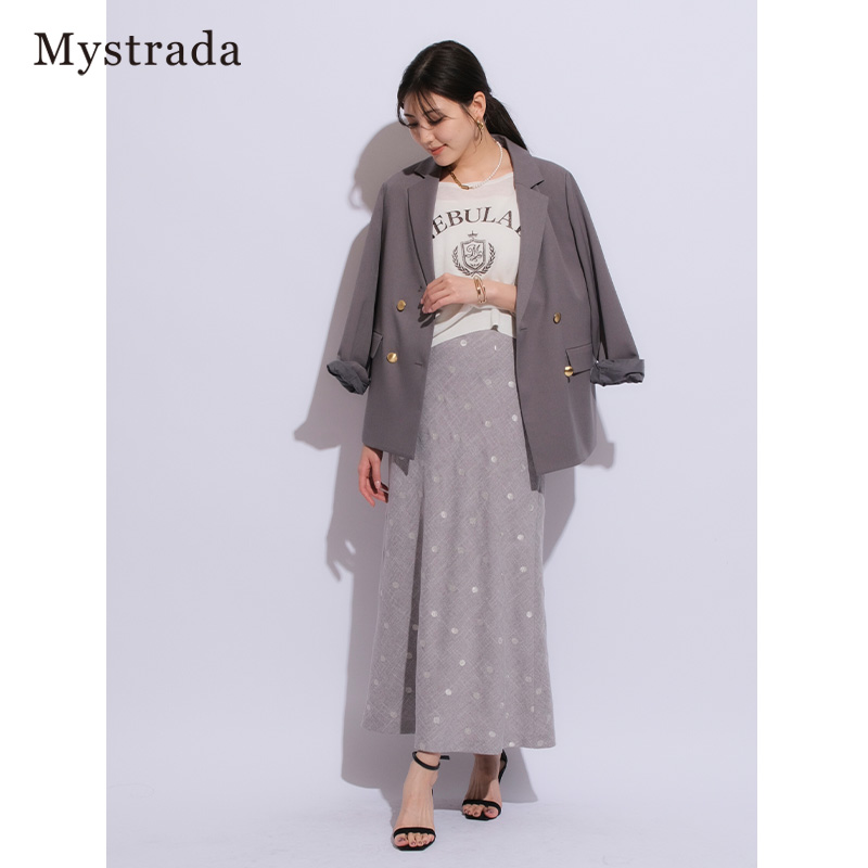 Mystrada2024夏季新品圆点图案长款半身裙34130880 - 图3