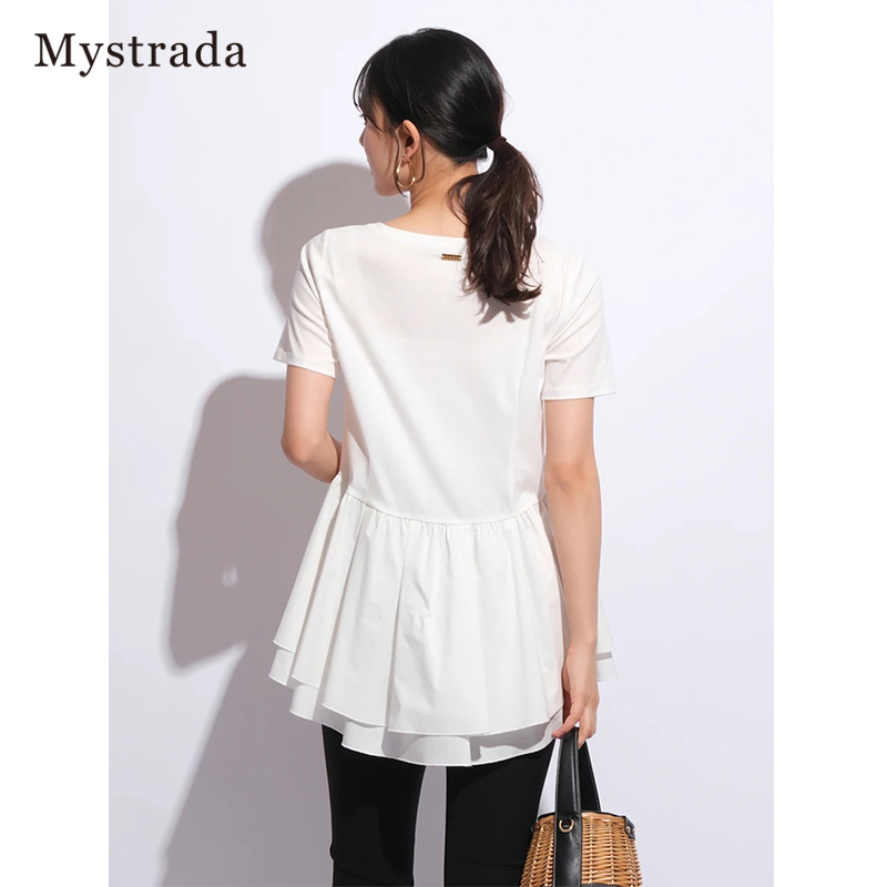 Mystrada2023新品拼接圆领上衣33293990 - 图2