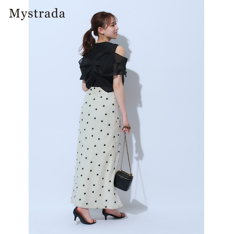 Mystrada2024夏季新品圆点图案长款半身裙34130880 - 图1