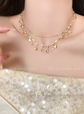 海的女儿~蓝色锆石金色贝壳项链百搭手链小众设计感轻奢首饰