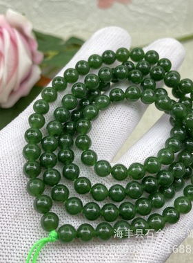天然手链碧玉6mm菠菜绿碧玉女男