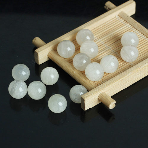 天然白发晶金发晶散珠半成品圆珠子手链佛珠diy配件水晶饰品多宝 - 图1