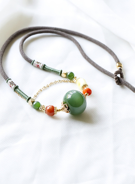 老刘和田玉俄料碧玉手工编织手链