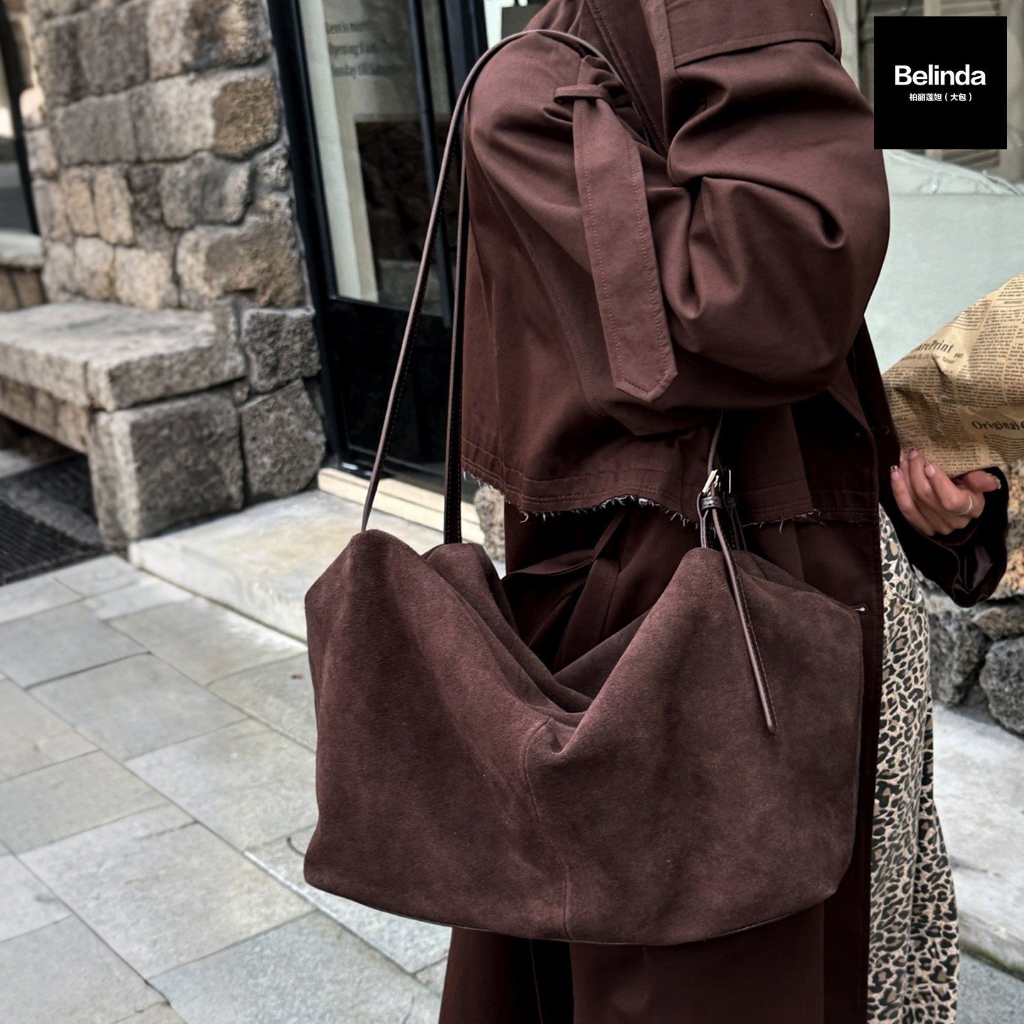 新款真皮麂皮大容量枕头托特包手提单肩斜挎复古休闲通勤潮女包包,淘宝优惠券,粉丝福利购,淘宝优惠卷