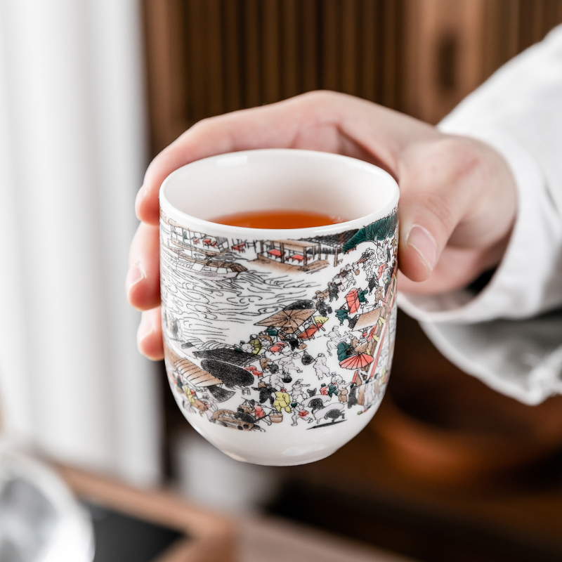 青花复古日式茶杯陶瓷杯子水杯小茶杯单个主人杯品茗杯功夫茶盏杯