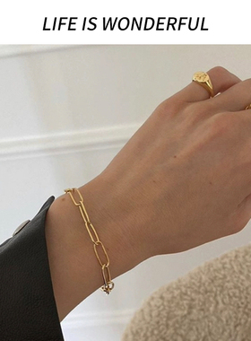 欧美简约时尚冷淡18k女方牌手链
