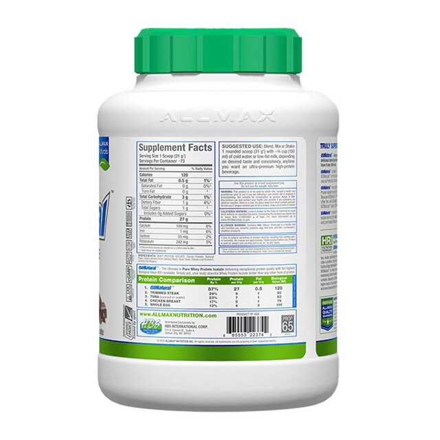 Canada AllMAX Whey Isolate Protein Powder ຄວາມຈຸຂະຫນາດໃຫຍ່ 5 lbs ນໍ້າຕານບໍ່ມີກ້າມເນື້ອເສີມສ້າງການອອກກໍາລັງກາຍສໍາລັບຜູ້ຊາຍແລະແມ່ຍິງ