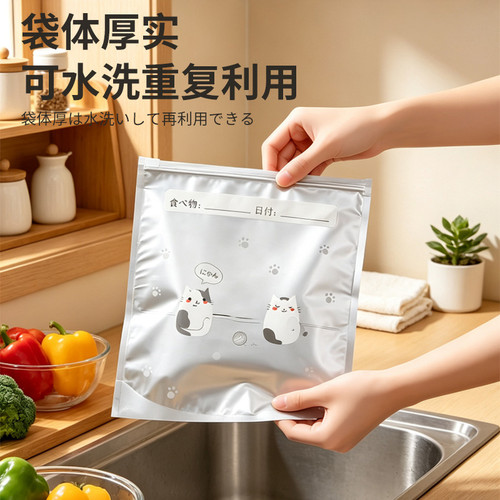 冰箱专用食品级铝箔保鲜袋避光防氧冷冻冷藏自封拉链式食物分装袋 - 图2