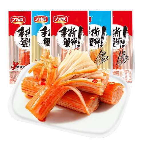 力诚手撕蟹柳蟹肉棒1斤约24包即食香辣蟹味棒原味海鲜休闲小零食 - 图3