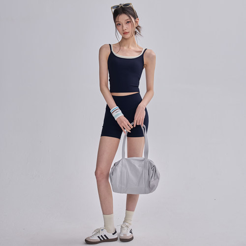 运动健身服套装女2026新款一体式瑜伽背心普拉提训练骑行两件套夏 - 图0