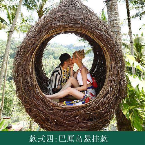巴厘岛网红创意鸟巢秋千户外同款爱心吊篮景区打卡婚纱照拍摄道具 - 图2