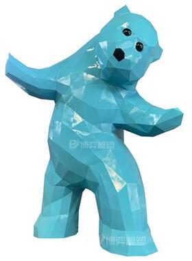 不锈钢卡通动物雕塑定制大型镂空发光切面网红熊鹿兔子长颈鹿摆件