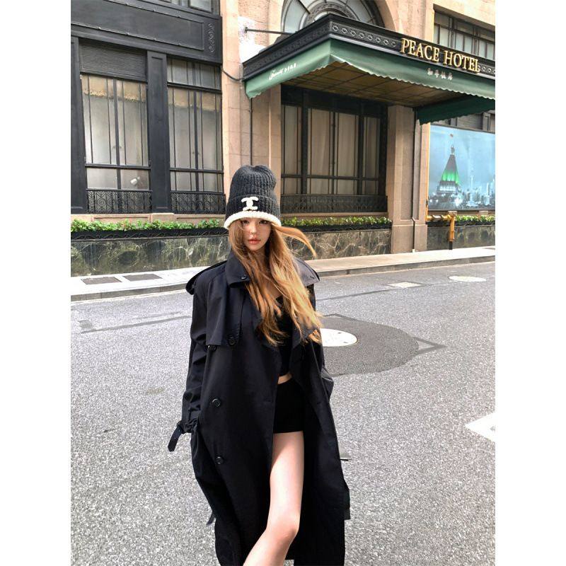 2025早秋新款美式复古个性显瘦日杂系中古款藏青休闲气质长风衣女,淘宝优惠券,粉丝福利购,淘宝优惠卷