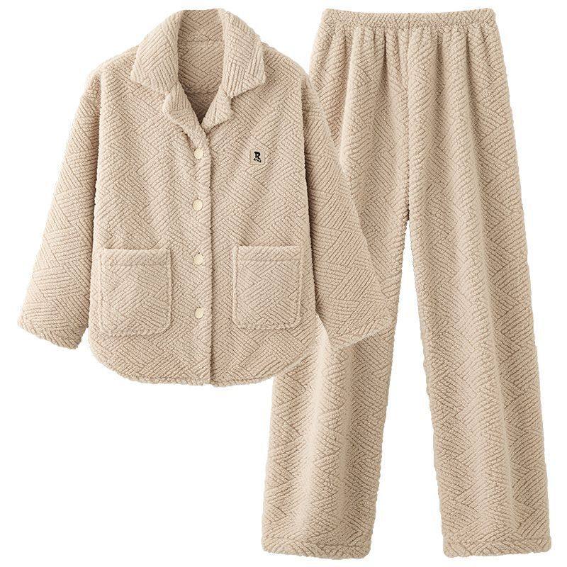 年女秋冬季睡衣提花绒套装加绒加厚翻领开衫家居服可外穿套装,淘宝优惠券,粉丝福利购,淘宝优惠卷