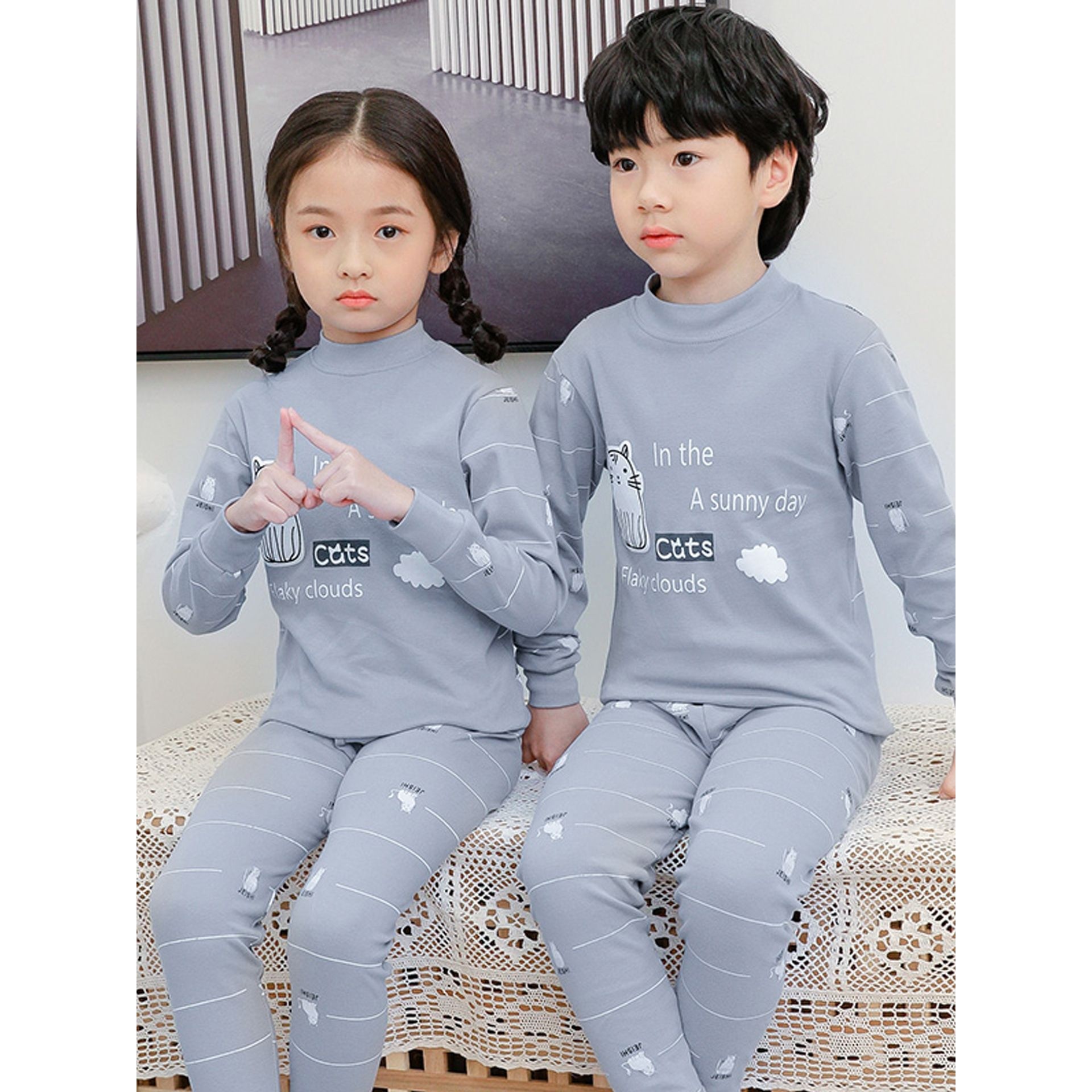 儿童睡衣纯棉女童秋衣秋裤中小童打底棉毛衫男童秋衣秋裤家居服冬,淘宝优惠券,粉丝福利购,淘宝优惠卷