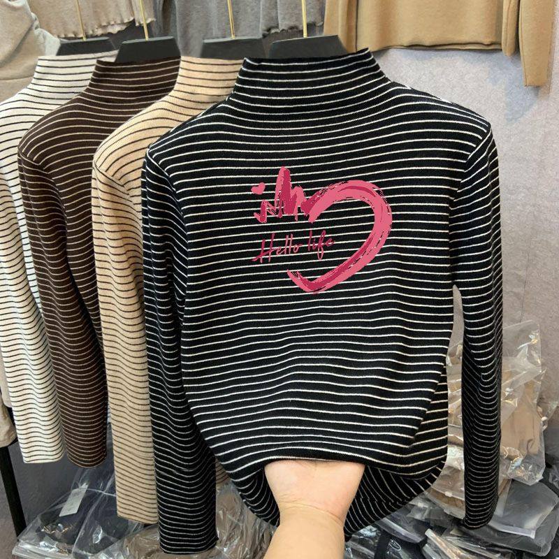 儿童半高领打底衫保暖长袖T恤男女中大童条纹德绒秋衣内搭上衣ins,淘宝优惠券,粉丝福利购,淘宝优惠卷