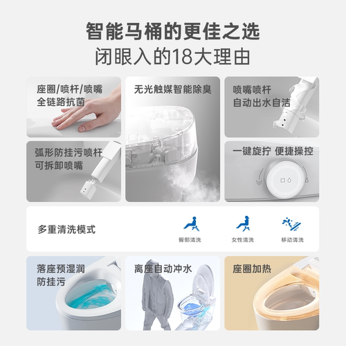 地尔米诺斯智能马桶无水压限制全自动感应家用妇洗一体智能坐便器 - 图1
