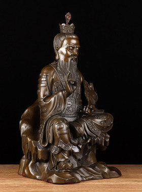 太上老君像黄铜摆件家居佛堂供奉太上老君铜像道德天尊办公室摆设