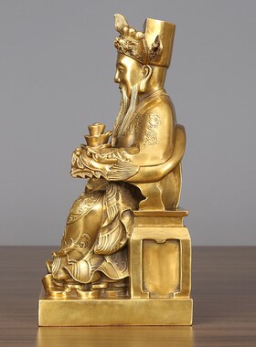 黄铜财神爷佛像摆件家居客厅供奉办公室佛堂财神摆件工艺品摆设