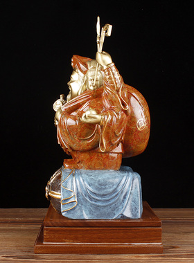 铜大黑天财神像摆件三面大黑天财神佛像家居客厅办公室供奉摆设