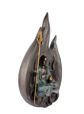 铜地藏王菩萨佛像摆件家居佛堂供奉青铜色大号地藏王佛像