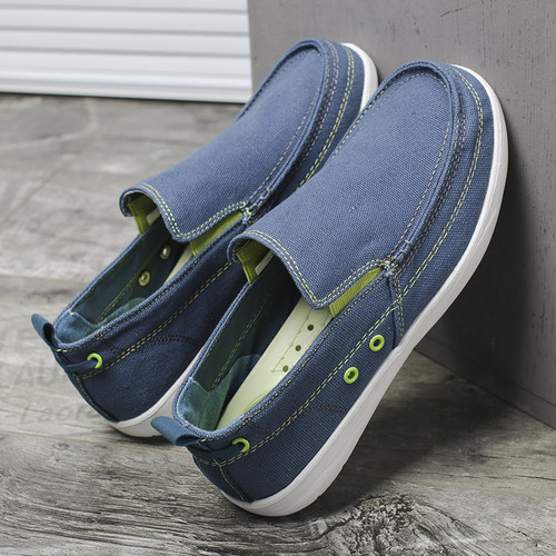 春夏季帆布鞋男鞋透气休闲懒人一脚蹬防滑休闲鞋子男款老北京布鞋 - 图3