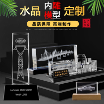 Custom Crystal Building Building Die Crystal Inner Engraving 3d Laser Car Model Engraving Three-dimensional Memorial Gift Set