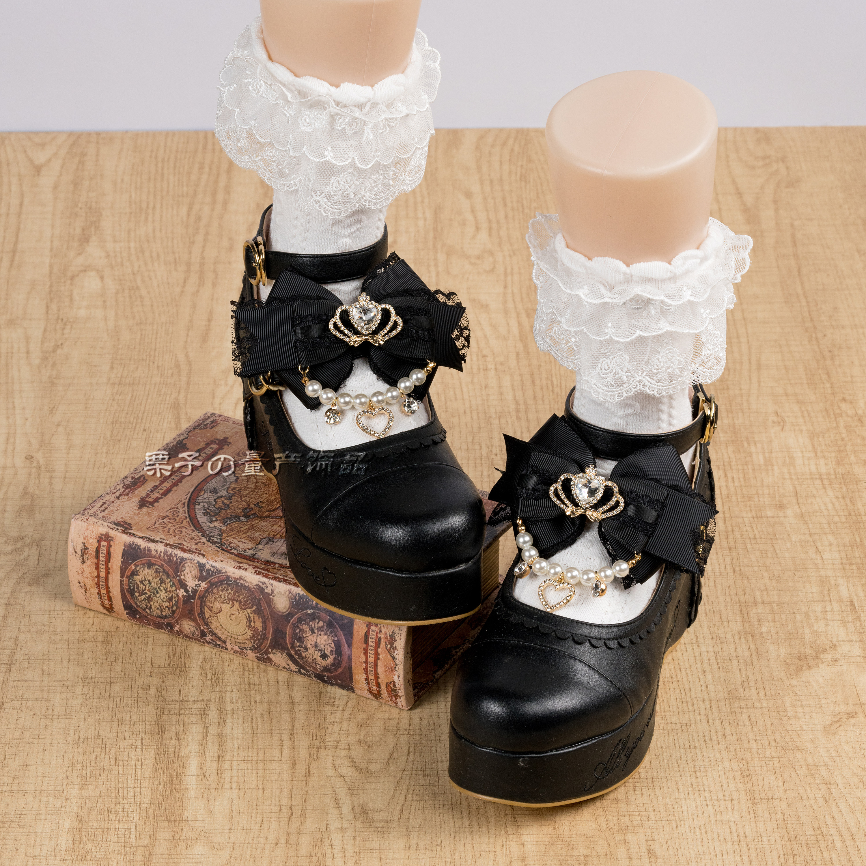 日系手作皇冠abs珍珠链条鞋夹lolita发夹蝴蝶结边夹蕾蕾系量产型,淘宝优惠券,粉丝福利购,淘宝优惠卷
