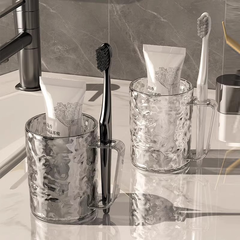冰川纹漱口杯家用女刷牙洗漱杯牙杯口杯牙缸大容量透明牙刷架杯子-图0