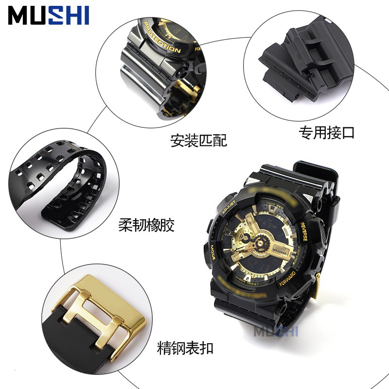 沐时替换g-shock卡西欧手表带Casio配件GA110黑金ga100男款ga140-图1