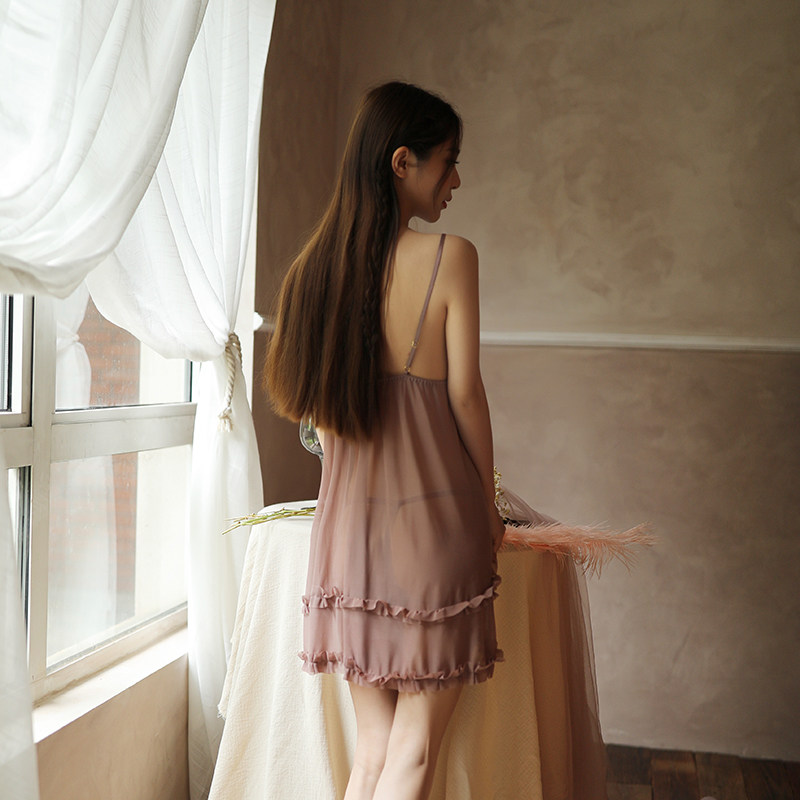 性感女透明网纱情趣挑逗骚睡袍内衣 eulocan优乐健睡裙