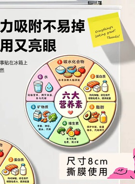亚克力磁吸养生冰箱贴六大营养