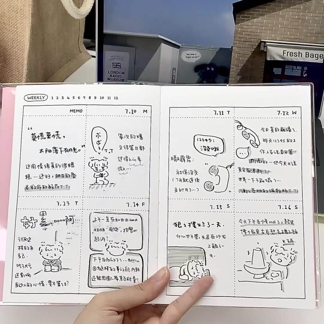 韩国indigo可爱卡通吐司八分格周计划日程本胶套日记手账本记事本 - 图2