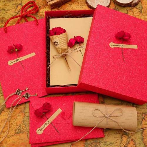 信纸信封套装古风浪漫情人节表白告白情书复古礼品盒七夕礼物包邮复古牛皮小清新创意教师节礼物礼盒套装 - 图3