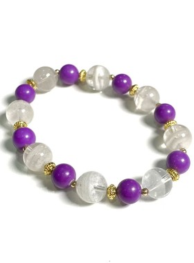 安伯曼8mm紫云母白幽灵千层雪10mm14K注金豆豆设计款手串