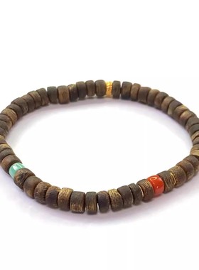 安伯曼南红绿松18K金车轮片沉香奇楠药片直切手串