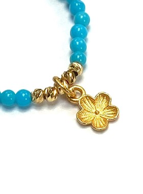 安伯曼美松豆豆18K金螺纹豆豆樱花弹力戒指