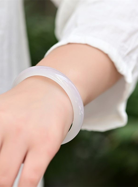 石佛寺玉器市场玉石玛瑙玉髓手镯天然南阳白月光荔枝冻玉镯