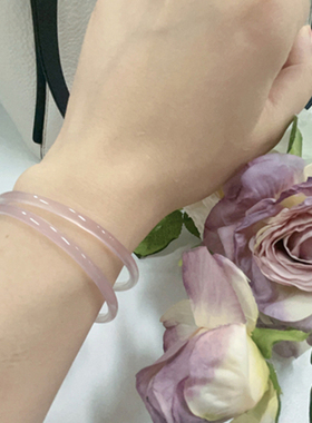 河南南阳石佛寺玉器市场粉色叮当镯玉髓一对天然实物拍摄保真