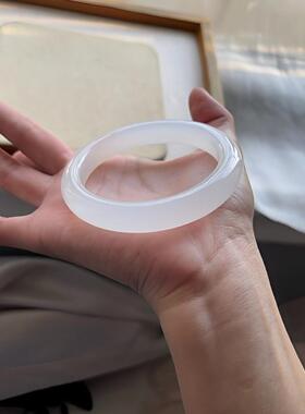 天山翠手镯白月光天然冰翠玉镯高冰圆条冰种金丝玉镯子一物一图