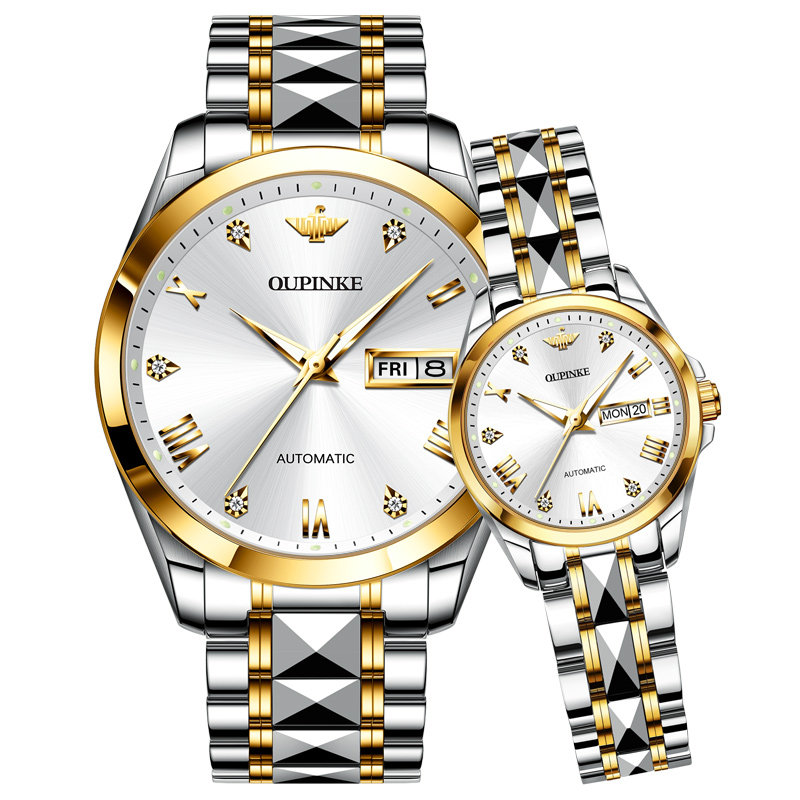 瑞士正品名牌情侣款一对全机械表 欧品客隆坤国产腕表