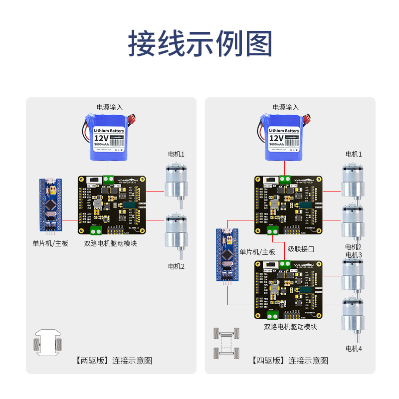 AT8236双路电机驱动模块控制器板直流测速码盘机器人小车超TB6612